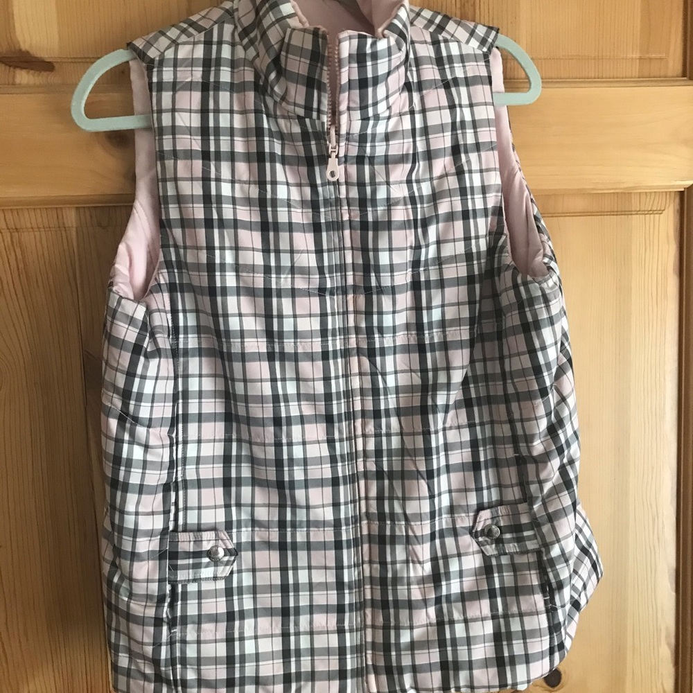 Quilted Plaid Vest (Reversible-Pink)